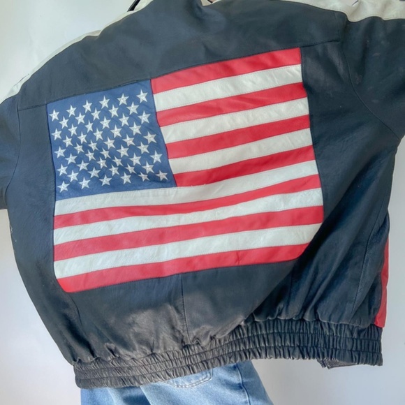 Vintage 80s/90s Black Collared Leather USA Aviator Bomber Jacket ✨ - Picture 3 of 7